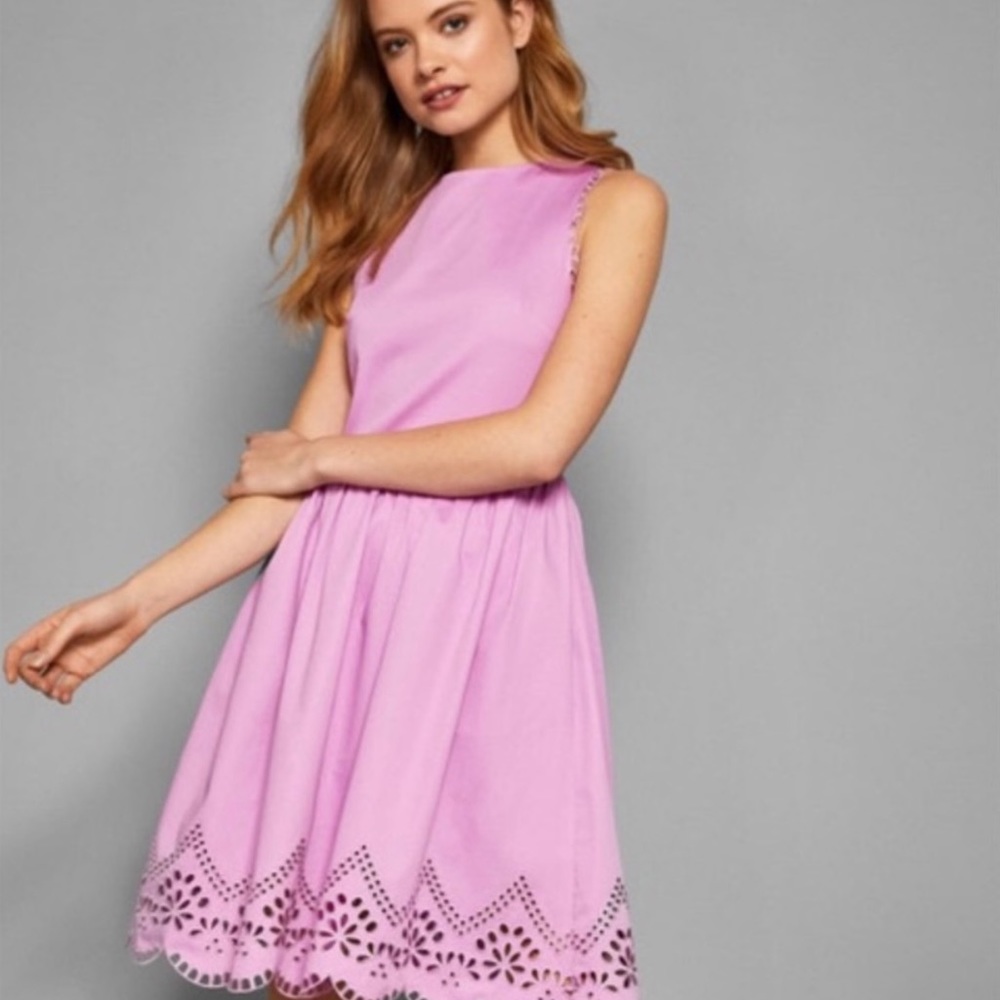 Ted Baker pink a line eyelet dress